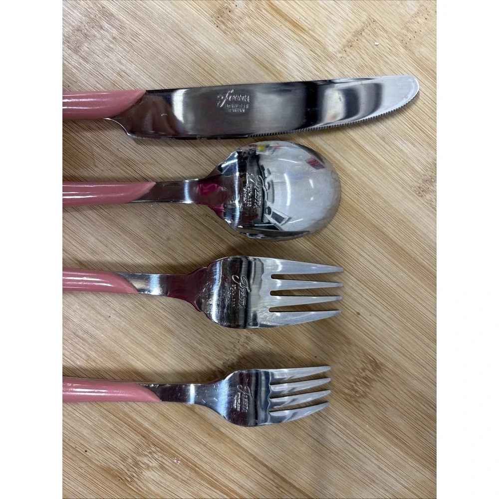 Retired Fiesta Flatware - Swirl Pattern Rose Pink 4-Piece Place Setting